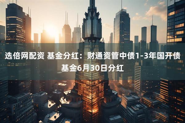 选倍网配资 基金分红：财通资管中债1-3年国开债基金6月30日分红